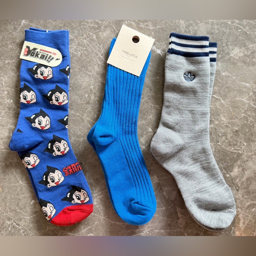 Adidas Blue Ribbed Crew Socks